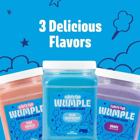 حزمة متنوعة من حلوى القطن المتنوعة من Wumple - مزيج السكر الناعم من الحبوب لآلات حلوى القطن، والحفلات، والكرنفالات والمناسبات - عبوة من 3 قطع (61 أونصة لكل قطعة) in Kuwait