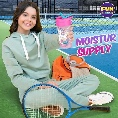 17oz Unicorn Kids Water Bottle, Total My Style Toddler Spout Cover and Carry Handle Design Lid Leak Proof BPA free Cup for Girls Ages 3+ Dishwasher Safe for Sports School Travel with Silicon Straw in Saudi Arabia