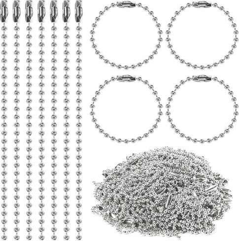 300 pcs 3.9 in Ball Chains Keychain Tag Keychain Ball Chain Bulk,Beaded Chain Connector Chains for Keychains,Dog tag Chain Key Chain Links,Silver Nickel Plated Metal 2.4mm Ball Bead Chains in Kuwait