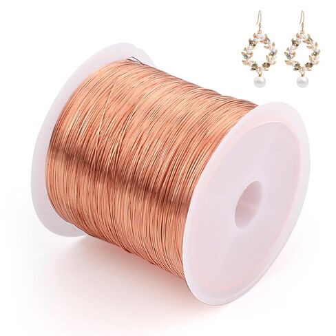 28 Gauge Bare Copper Wire 328FT (0.3mm), Soft Jewelry Beading Wire for DIY Crafting, Plant Stem Ties, Wire Wrapping, Weaving, Copper Tone in Kuwait