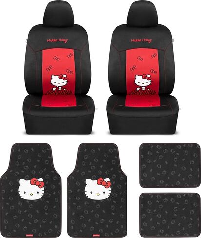Cinnamoroll Car Seat Covers, Car Floor Mats, Steering Wheel Cover, Windshield Sun Shade for Car Gift Pack Car Air Freshener Black and Blue Hello Kitty Car Accessories for Women 9pc Combo in Kuwait