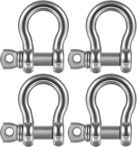 316 Stainless Steel D Ring Bow Shackles, Marine Grade Anchor Shackles with Secure Screw Pin, Boat Anchor Chain Connector for Marine, Sailboat, Outdoor, Towing, 4 Packs in Kuwait