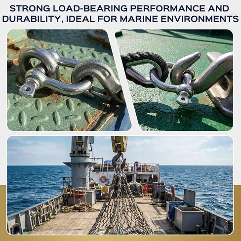 316 Stainless Steel D Ring Bow Shackles, Marine Grade Anchor Shackles with Secure Screw Pin, Boat Anchor Chain Connector for Marine, Sailboat, Outdoor, Towing, 4 Packs in Kuwait