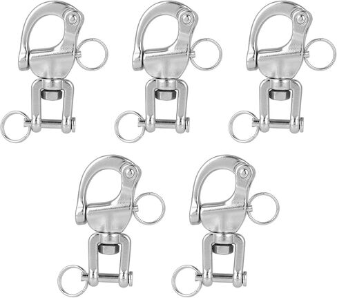 5pcs 316 Stainless Steel Swivel Jaw Snap Shackles, Heavy Duty Quick Release Spring Hook Clips, Marine-Grade Carabiner Sailboat Lift Rope Shackle for Sailing Rigging Climbing Towing Industrial Halyard in Kuwait
