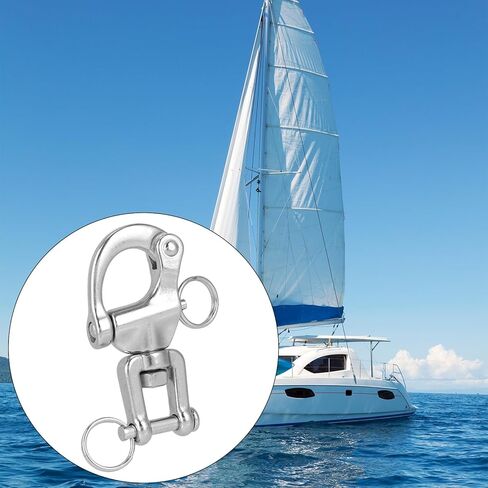 5pcs 316 Stainless Steel Swivel Jaw Snap Shackles, Heavy Duty Quick Release Spring Hook Clips, Marine-Grade Carabiner Sailboat Lift Rope Shackle for Sailing Rigging Climbing Towing Industrial Halyard in Kuwait