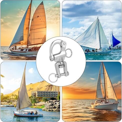 5pcs 316 Stainless Steel Swivel Jaw Snap Shackles, Heavy Duty Quick Release Spring Hook Clips, Marine-Grade Carabiner Sailboat Lift Rope Shackle for Sailing Rigging Climbing Towing Industrial Halyard in Kuwait