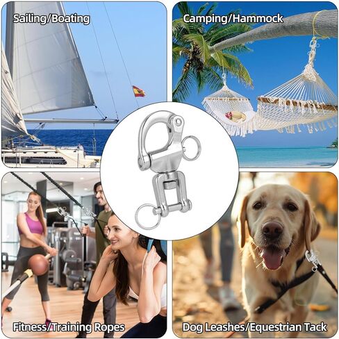 5pcs 316 Stainless Steel Swivel Jaw Snap Shackles, Heavy Duty Quick Release Spring Hook Clips, Marine-Grade Carabiner Sailboat Lift Rope Shackle for Sailing Rigging Climbing Towing Industrial Halyard in Kuwait