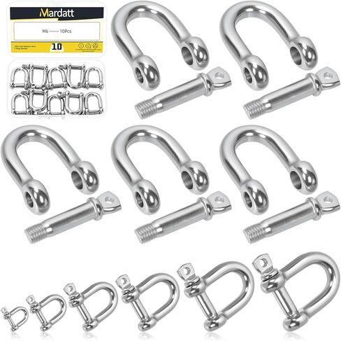 304 Stainless Steel D Ring Shackles, Silver Screw Pin Anchor Bow Shackle, Marine Grade Clevis Shackle for Heavy Duty Tow Strap Construction or Wire Lifting Outdoor Camping Rope in Kuwait