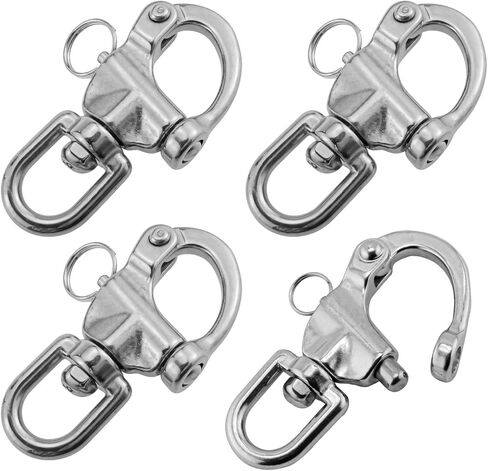Varku 4Pcs 316 Stainless Steel Swivel Eye Snap Shackle, 2.8 in / 70 mm Quick Release Circle Rotating Spring Shackle, 992 lbs / 450 kg Capacity, Marine Hardware Rigging in Saudi Arabia