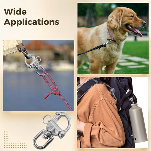 Varku 4Pcs 316 Stainless Steel Swivel Eye Snap Shackle, 2.8 in / 70 mm Quick Release Circle Rotating Spring Shackle, 992 lbs / 450 kg Capacity, Marine Hardware Rigging in Saudi Arabia