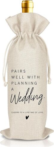 Wedding Wine Gift Bags, Wedding Wine Bag for Women, Pairs Well with Getting Married, Gift for Bride Groom His Hers Couples Wife Husband Newlyweds Mr and Mrs Marriage Engagement Gifts (A51) in Saudi Arabia
