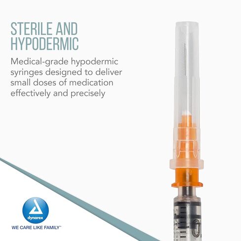 Dynarex Disposable Tuberculin Non-Safety Syringe, 1cc 25G -5/8 Inch Needle - 6937, 100 Count in Saudi Arabia