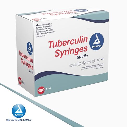 Dynarex Disposable Tuberculin Non-Safety Syringe, 1cc 25G -5/8 Inch Needle - 6937, 100 Count in Saudi Arabia