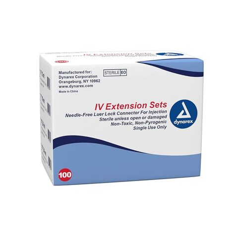 Dynarex IV Extension Sets - 8", Needle Free LL Connect 100/Box in Saudi Arabia