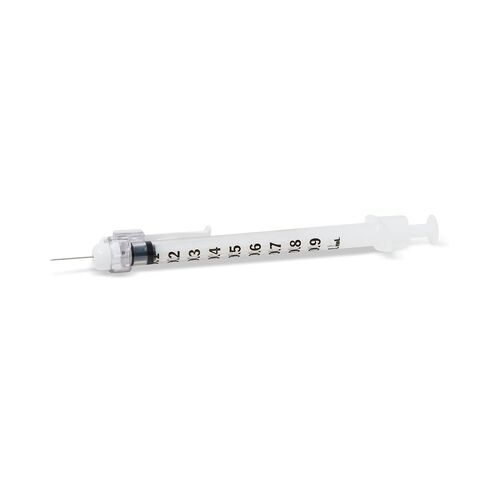BD SafetyGlide Allergy Syringe Tray, 1 mL, with 27 G x 1/2 in. Permanently Attached Needle (Regular Bevel), #305950, (25 Count) in Saudi Arabia