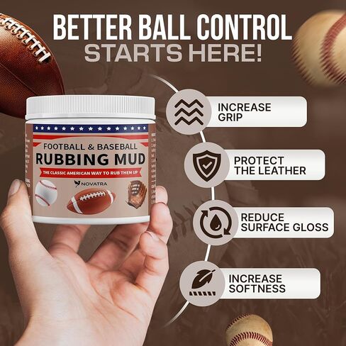 NOVATRA – Football Mud - Baseball Mud - Football Mudding & Conditioning Kit - Baseball & Football Rubbing Mud – Professional Break in kit for Better Grip and Control in Saudi Arabia