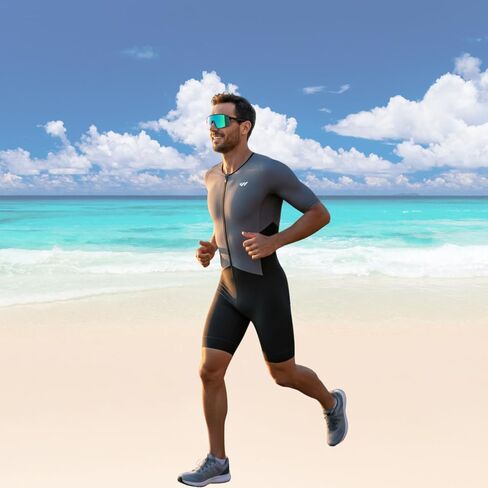 Lo.gas Men's Triathlon Suits,High Elasticity Breathable Quick-Drying Trisuit Race‌ Skinsuits Cycling Swimskin Bike Swim Run Gray X-Large in Kuwait