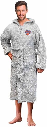 Northwest NBA Adult Plush Hooded Robe with Pockets - 100% Polyester Sherpa Blend - Machine Washable - Relaxation & Style (New York Knicks - Gray, One Size) in Saudi Arabia
