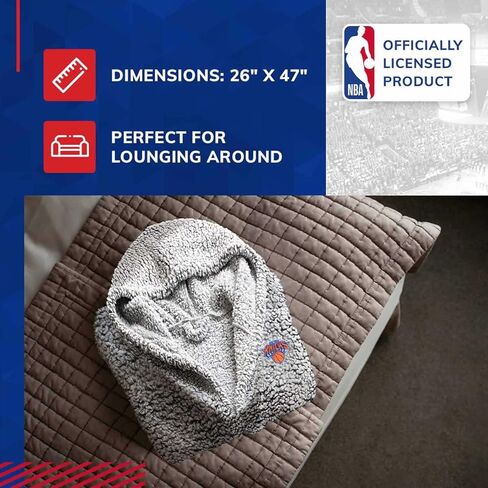 Northwest NBA Adult Plush Hooded Robe with Pockets - 100% Polyester Sherpa Blend - Machine Washable - Relaxation & Style (New York Knicks - Gray, One Size) in Saudi Arabia