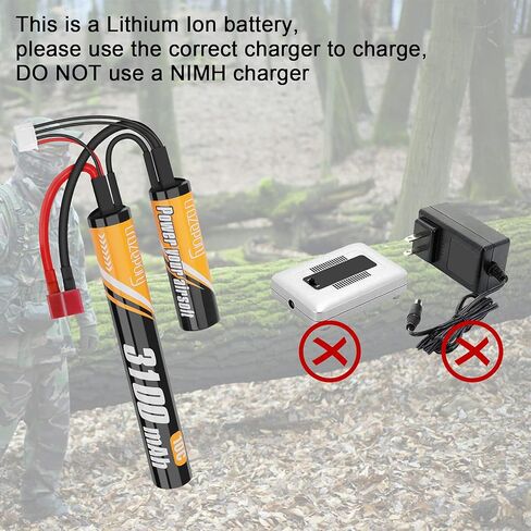 بطارية Crazepony 11.1 فولت Airsoft Nunchuck، 3100 مللي أمبير في الساعة تكتيكية صغيرة قابلة لإعادة الشحن Aeg M4 Ak47 بطاريات ليثيوم أيون صغيرة مع قابس T إلى Tamiya لبندقية Airsoft in Kuwait