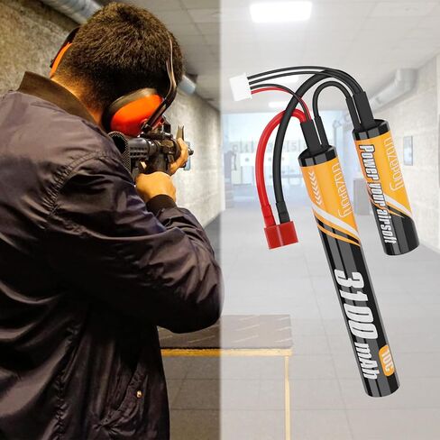 بطارية Crazepony 11.1 فولت Airsoft Nunchuck، 3100 مللي أمبير في الساعة تكتيكية صغيرة قابلة لإعادة الشحن Aeg M4 Ak47 بطاريات ليثيوم أيون صغيرة مع قابس T إلى Tamiya لبندقية Airsoft in Kuwait