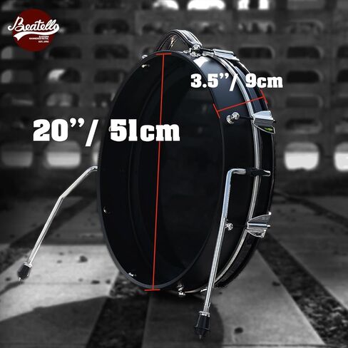 طبلة باس من سلسلة ترافيلر مقاس 20 بوصة، محمولة للغاية، تصميم هيكل معدني بالكامل، طبلة باس رفيعة مقاس 20 × 3.5 بوصة للتنقل في الشوارع والعربات الصغيرة والسفر in Kuwait