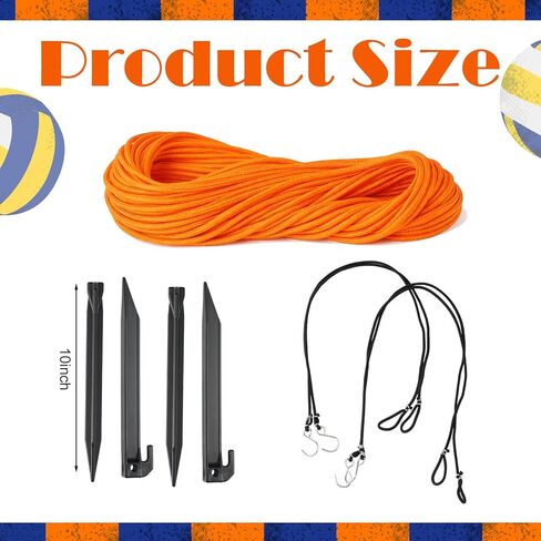 Woanger 30 x 60 ft Volleyball Boundary Rope Set Beach Volleyball Lines with 4 Square for Sports Beach Ball Grass Setup in Kuwait