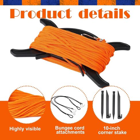 Woanger 30 x 60 ft Volleyball Boundary Rope Set Beach Volleyball Lines with 4 Square for Sports Beach Ball Grass Setup in Kuwait