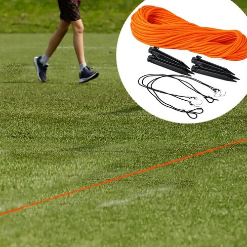 Woanger 30 x 60 ft Volleyball Boundary Rope Set Beach Volleyball Lines with 4 Square for Sports Beach Ball Grass Setup in Kuwait