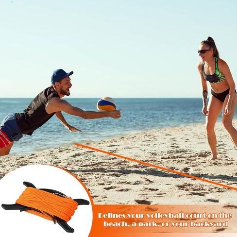 Woanger 30 x 60 ft Volleyball Boundary Rope Set Beach Volleyball Lines with 4 Square for Sports Beach Ball Grass Setup in Kuwait
