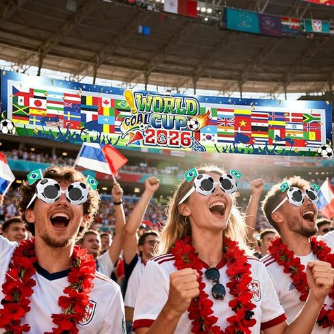 نظارات شمسية لتزيين كأس العالم 2026 لكرة القدم مع العلم الوطني لحفلات كأس العالم لمحبي كرة القدم in Kuwait