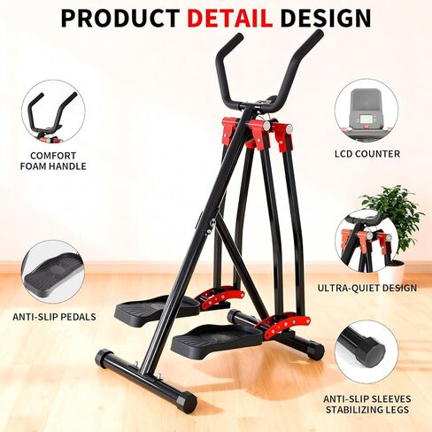 Air Walker Exercise Machine, 30" inch Stride Space Walker Elliptical Trainer for Home Use, Low-Impact Elliptical Cross Trainers Compact Steppers for Men and Women Full-Body Cardio & Leg Toning in Kuwait