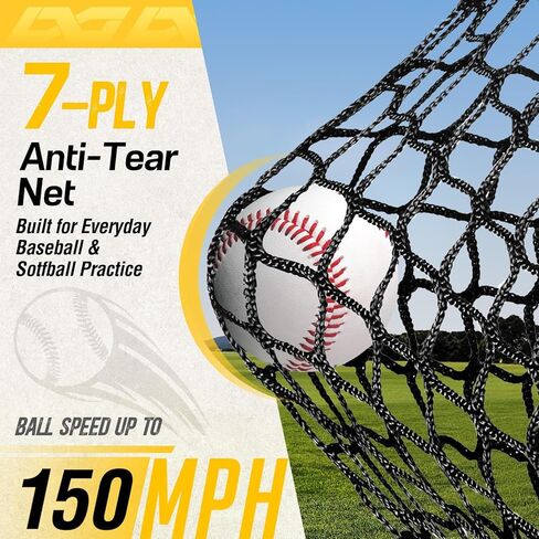 PodiuMax 7x7 Baseball & Softball Net with Large Ball Collection System, Upgraded Triangular Base, Softball Pitching Net with 2 Strike Zone, Baseball Nets for Batting, Pitching, Fielding in Kuwait