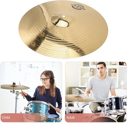 Crash Cymbal, 16inch Brass Bass Jazz Drum Cymbal, Anti-Rust Fadeless Percussion Replacement for Practice and Performance Drum Kit Accessories in Saudi Arabia