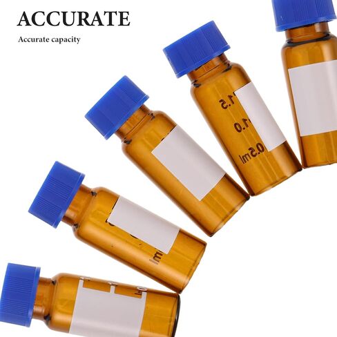 100pcs Chromatography Lab Vial,1.5ml 2ml Screw Thread Sample Vial with Pre-Cut Cap Suitable for Gas Chromatography/Laboratory Consumables/Store in Kuwait