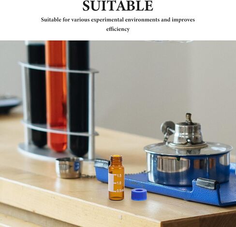 100pcs Chromatography Lab Vial,1.5ml 2ml Screw Thread Sample Vial with Pre-Cut Cap Suitable for Gas Chromatography/Laboratory Consumables/Store in Kuwait