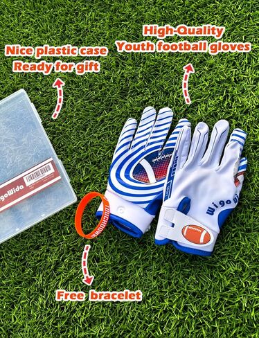 Premium Grip Youth Football Gloves for Boys Girls | Sticky Silicone Palm, Breathable & Comfortable | Perfect for Receiver Training, Flag Football, Ages 7-15 in Kuwait