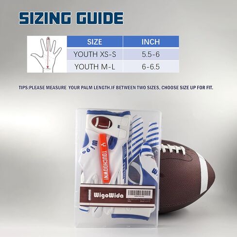 Premium Grip Youth Football Gloves for Boys Girls | Sticky Silicone Palm, Breathable & Comfortable | Perfect for Receiver Training, Flag Football, Ages 7-15 in Kuwait