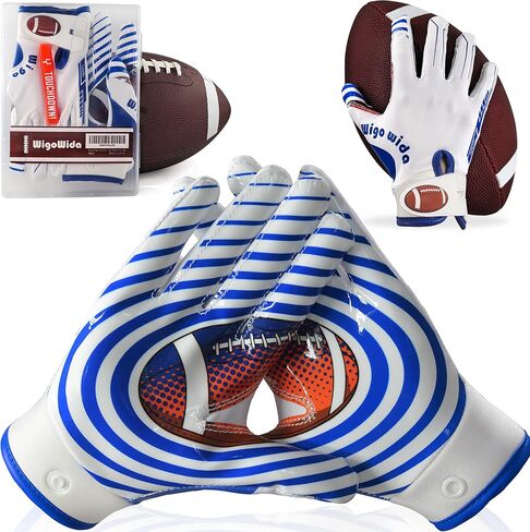 Premium Grip Youth Football Gloves for Boys Girls | Sticky Silicone Palm, Breathable & Comfortable | Perfect for Receiver Training, Flag Football, Ages 7-15 in Kuwait