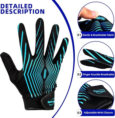 Youth Football Gloves Kids Sticky Receiver Gloves Grip Football Glove for Boys and Girls in Kuwait