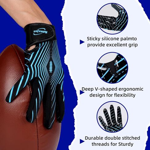 Youth Football Gloves Kids Sticky Receiver Gloves Grip Football Glove for Boys and Girls in Kuwait