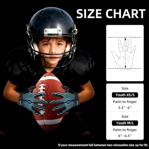 Youth Football Gloves Kids Sticky Receiver Gloves Grip Football Glove for Boys and Girls in Kuwait