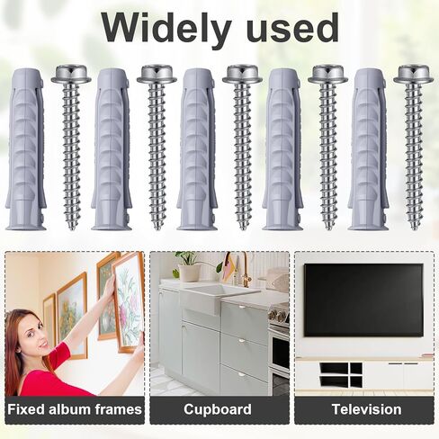 JIEYAO 10 Pcs Concrete Wall Anchors and Screws Kit for TV Mount Installation, 10x50mm Plastic Heavy Duty Wall Anchors for Concrete or Brick Walls in Saudi Arabia