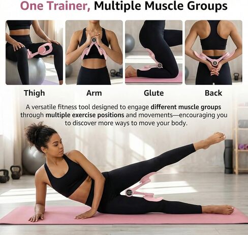 Thigh Trainer Pelvic Floor Muscle Trainer with 3 Smart Modes, 360° Adjustable Design Kegel Inner Thigh Exerciser with 25LB Resistance Band for Home Gym, Workout Equipment for Hip, Leg and Arm in Saudi Arabia