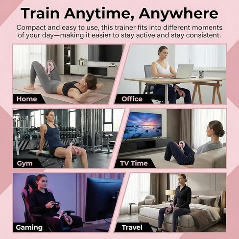 Thigh Trainer Pelvic Floor Muscle Trainer with 3 Smart Modes, 360° Adjustable Design Kegel Inner Thigh Exerciser with 25LB Resistance Band for Home Gym, Workout Equipment for Hip, Leg and Arm in Saudi Arabia