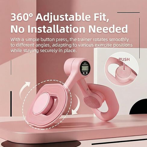 Thigh Trainer Pelvic Floor Muscle Trainer with 3 Smart Modes, 360° Adjustable Design Kegel Inner Thigh Exerciser with 25LB Resistance Band for Home Gym, Workout Equipment for Hip, Leg and Arm in Saudi Arabia