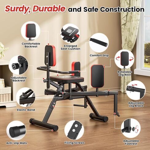 2-in-1 Hip Abductor & Adduction Machine for Home Gym, Glute Machine & Thigh Workout Equipment with 6-Level Resistance and Enlarged Padding Seat, Compact Leg Exercise Euipment for Women & Men in Saudi Arabia