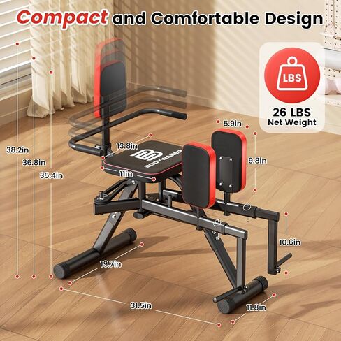 2-in-1 Hip Abductor & Adduction Machine for Home Gym, Glute Machine & Thigh Workout Equipment with 6-Level Resistance and Enlarged Padding Seat, Compact Leg Exercise Euipment for Women & Men in Saudi Arabia