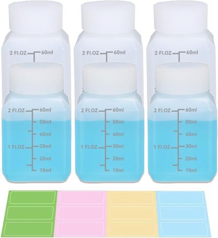 ASEVAT [2-Pack 16oz (500ml) Square Plastic Reagent Bottles with Measurements, Leak-Proof Graduated Lab Storage Containers, BPA-Free HDPE Narrow Mouth Bottles for Chemicals, Liquids & Home Use in Kuwait