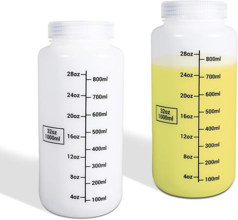 ASEVAT 8 Pack 1oz/30ml Clear Plastic Sample Bottles, Wide Mouth Screw Cap Containers with Dark Markings, Leak-Proof Vials for Lab, Pill, Medicine & Travel Essentials in Kuwait